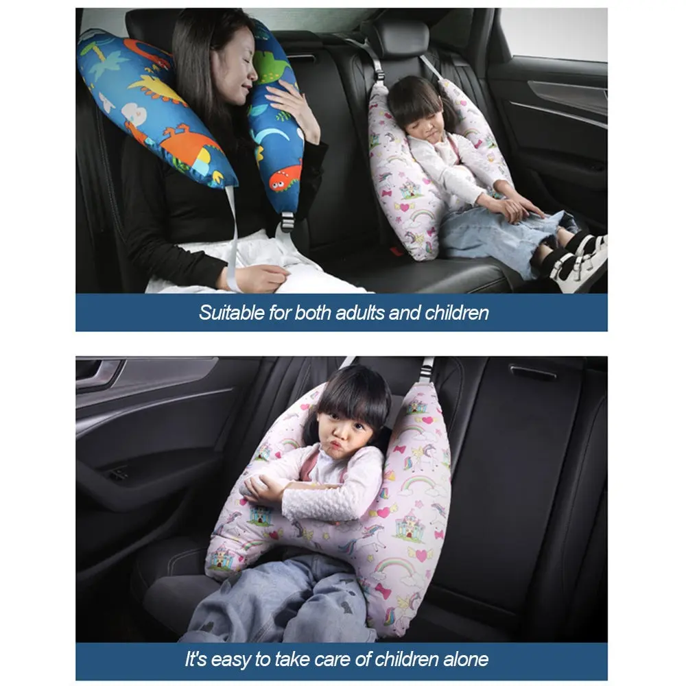 Travel pillow in use