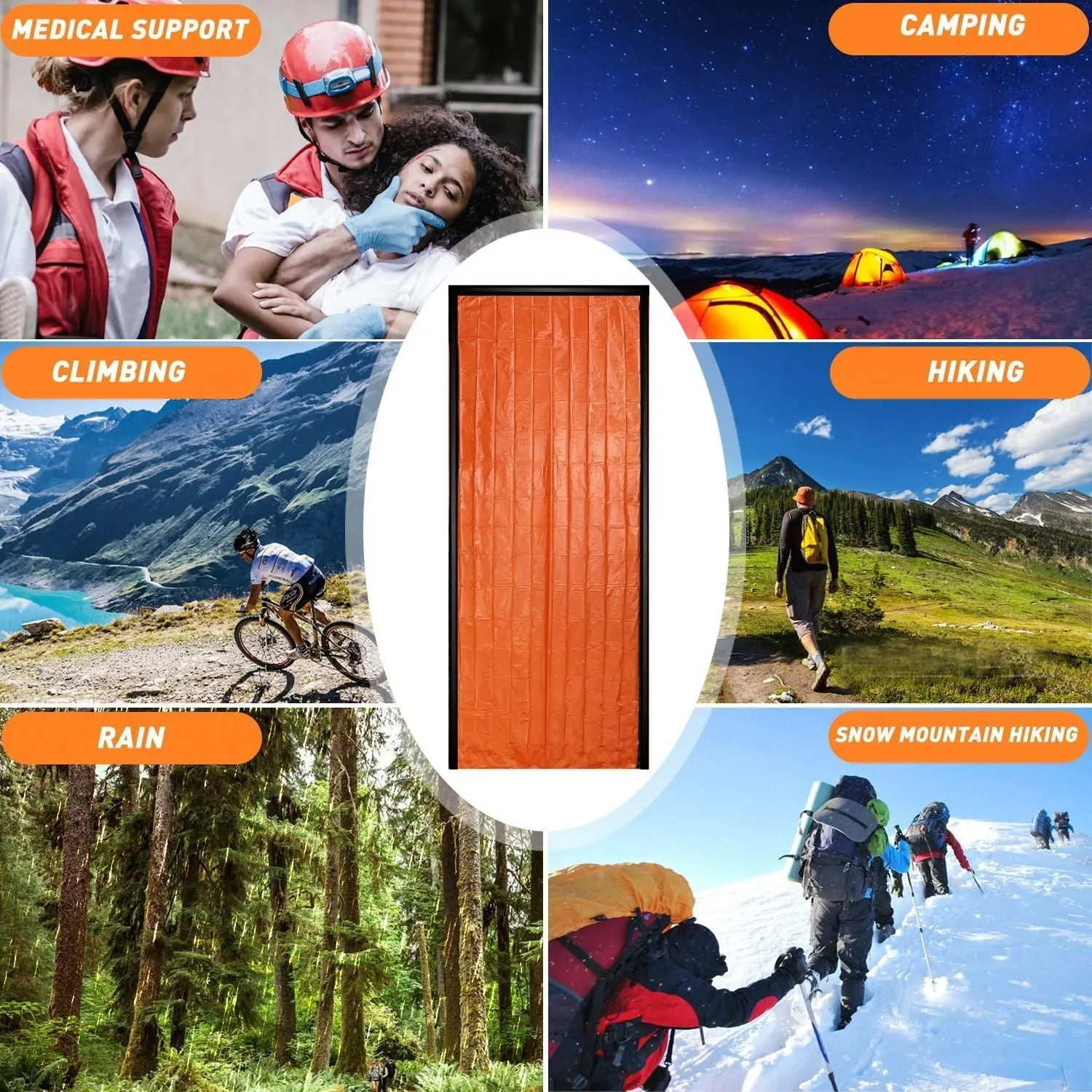 Emergency Camping Thermal Sleeping Bag in use