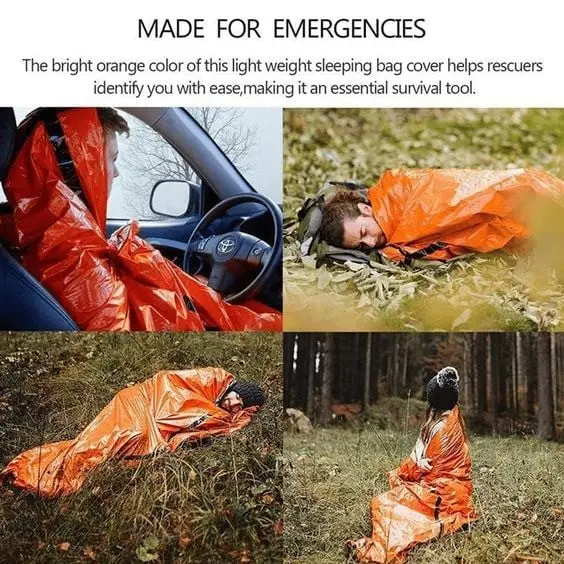 Emergency Camping Thermal Sleeping Bag in use