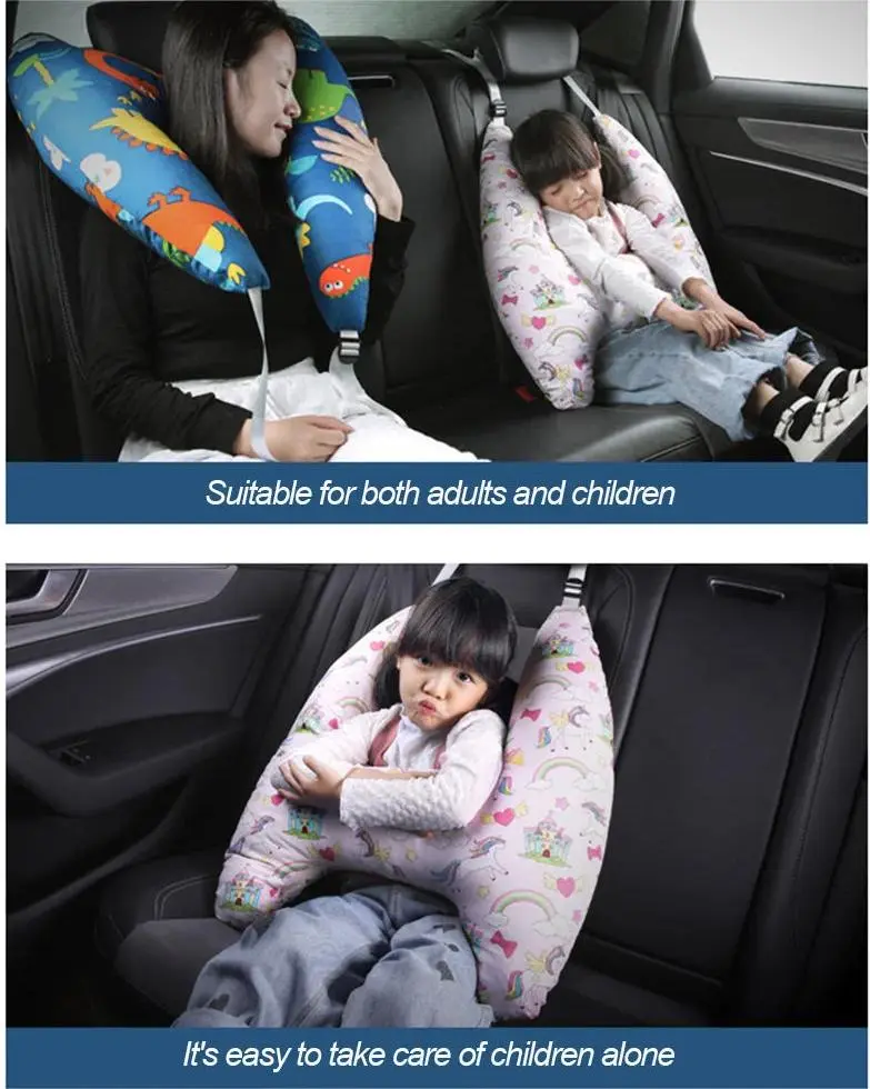 Travel pillow in use